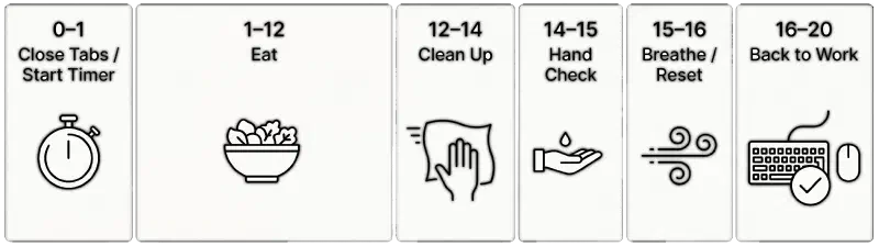 20-minute desk meal reset infographic