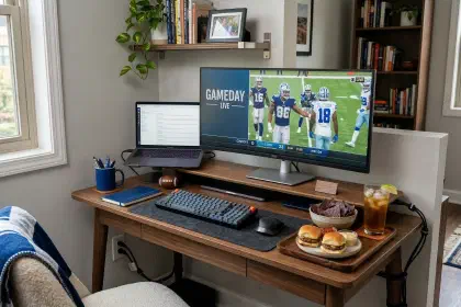 Game-Day Desk: Cowboys vs. Lions in a Small Space